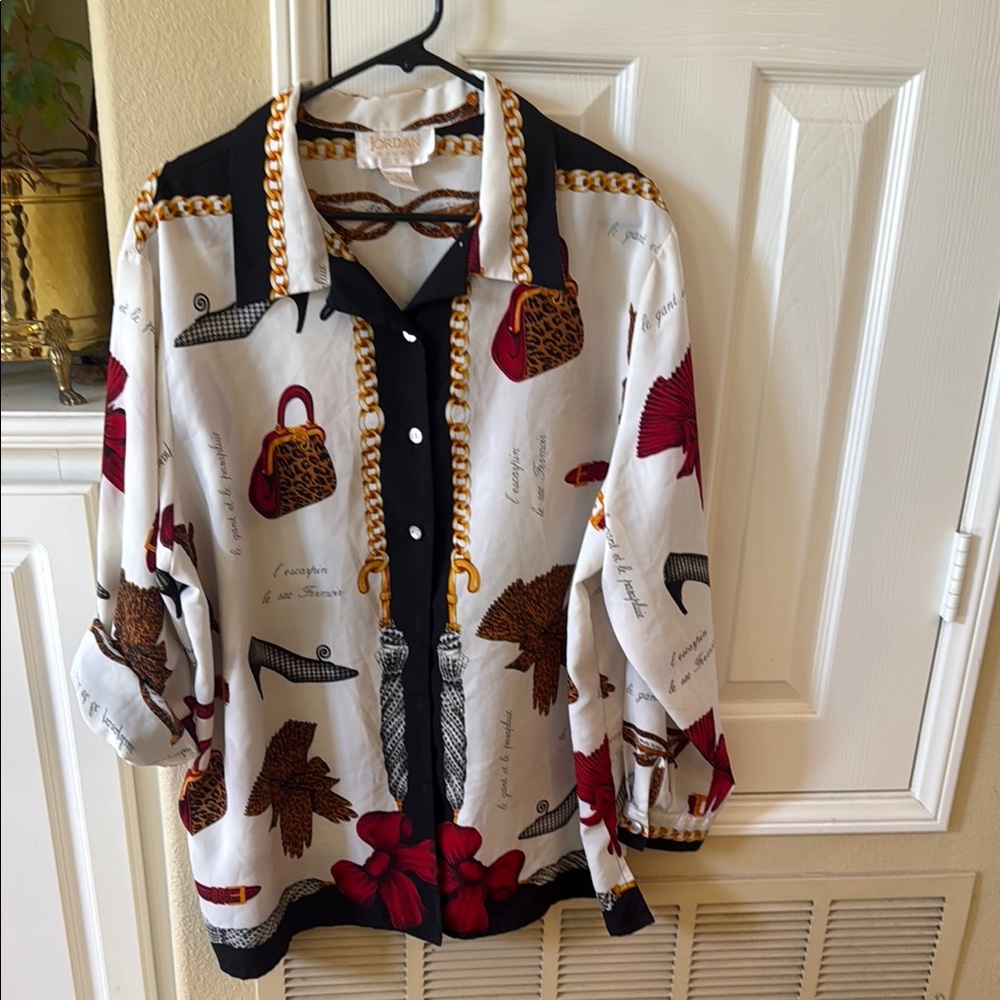 Jordan Women's Blouse - Black, White, Red shoes bags accessories print French